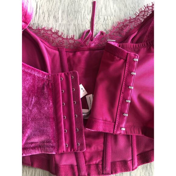 Victoria’s Secret Dream Angels Unlined Lace-Up Velvet Corset Top in Pink - L - Picture 5 of 6